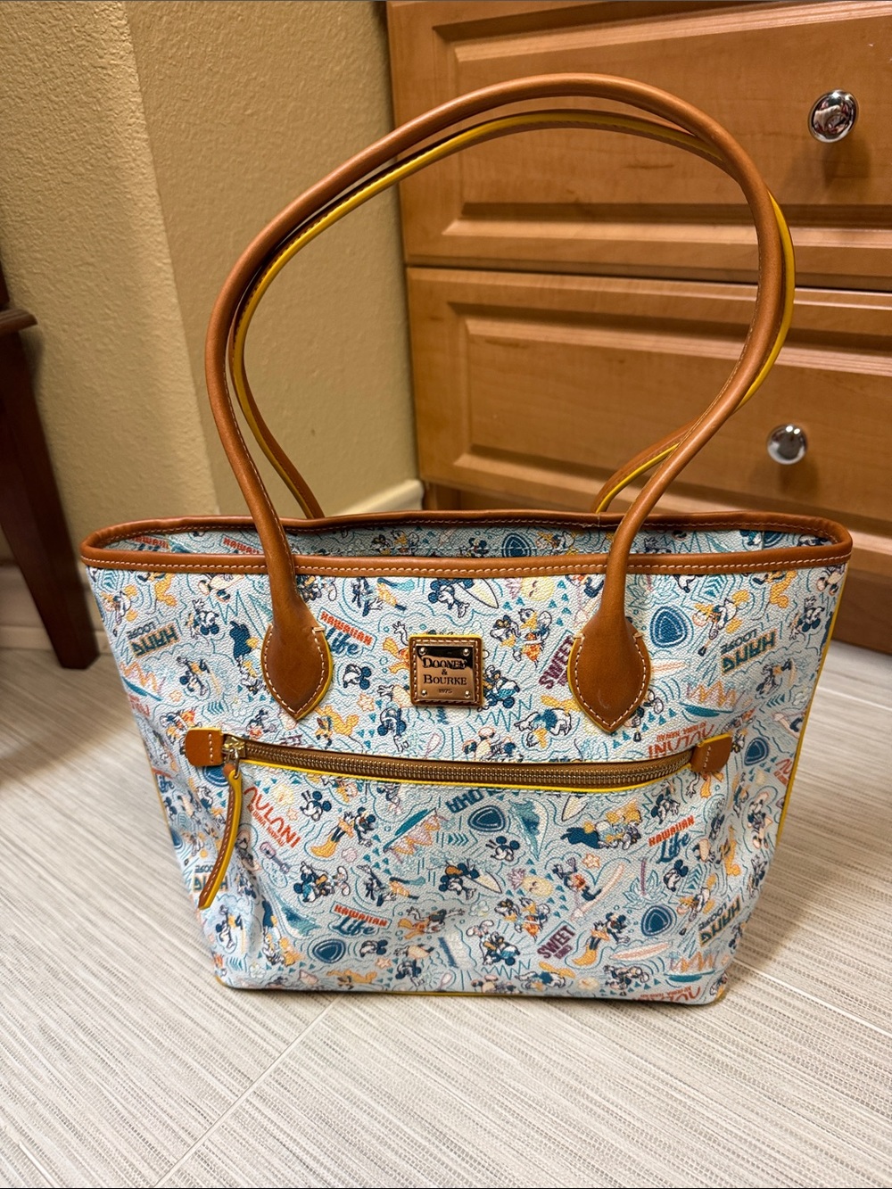 Dooney & Bourke Tan-Trimmed Multi-Color Disney Print Tote